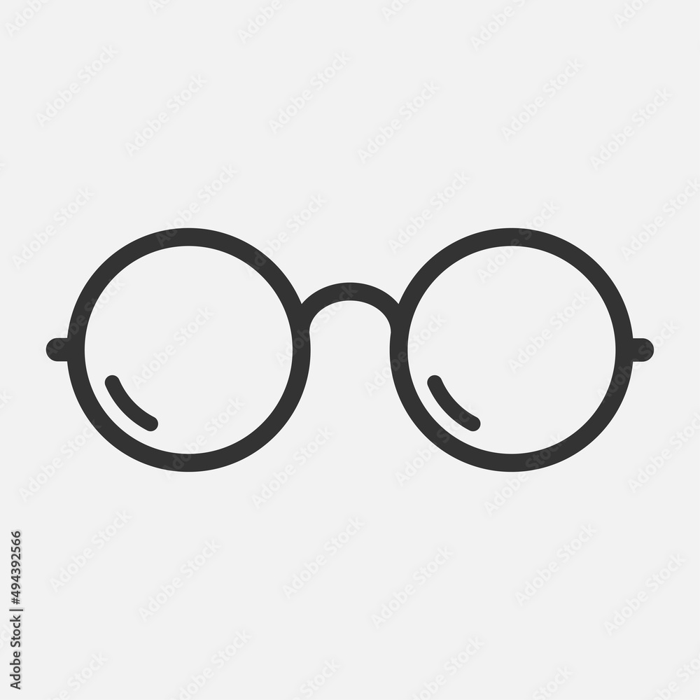 Round glasses icon isolated flat design vector illustration. Round glasses icon isolated flat design vector illustration.