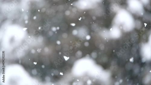 雪景色　スローモーション　長野県木曽郡上松町　日本　