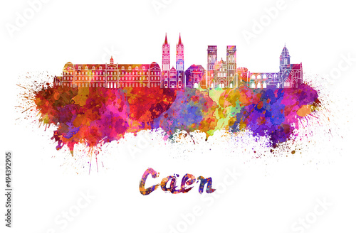 Caen skyline in watercolor