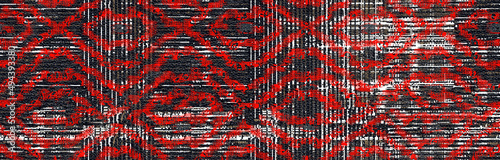 Grunge vector seamless texture with ethnic pattern, fabric texture, rug boho style design,  illustration