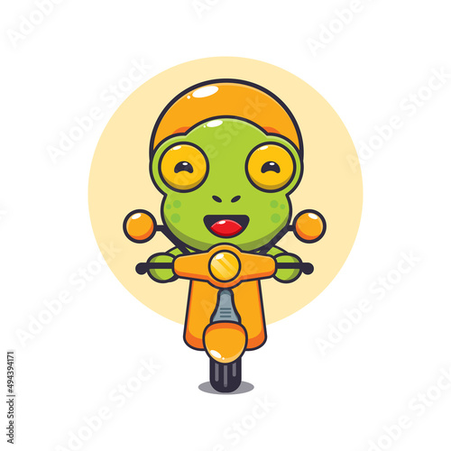 cute frog mascot cartoon character ride on scooter