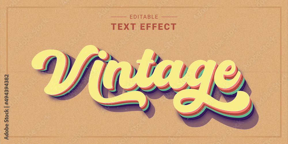 Editable Vintage Text Effect Generator Stock Vector | Adobe Stock