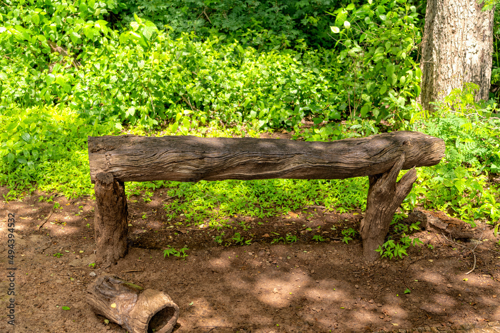 weathered old tree trunk converted to bench, at Victoria falls, Zimbabwe weathered old tree trunk converted to bench, at Victoria falls, Zimbabwe
