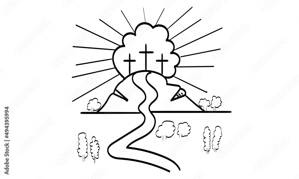 Fototapeta premium He is Risen Easter Background. Illustration for print or use as poster, card, flyer or T Shirt