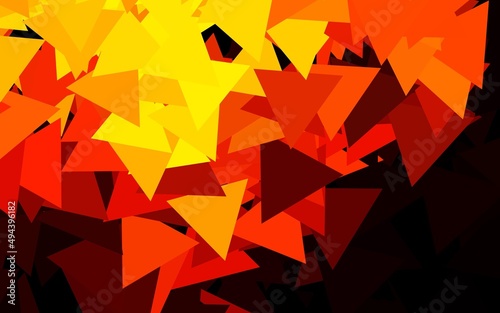 Dark Orange vector layout with lines  triangles.