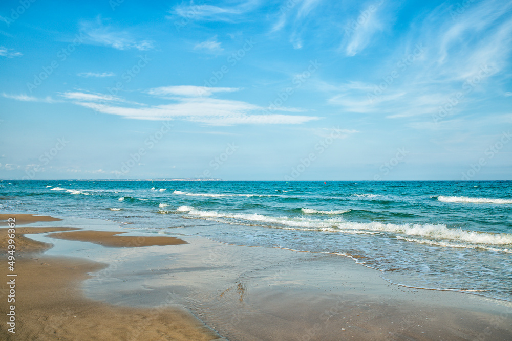 beautiful beach in the mediterranean sea. Blue landscape