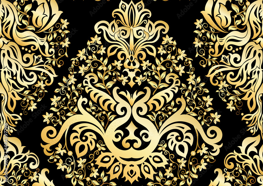 Classical luxury old fashioned damask ornament, royal victorian floral baroque. Seamless pattern, background. Vector illustration.