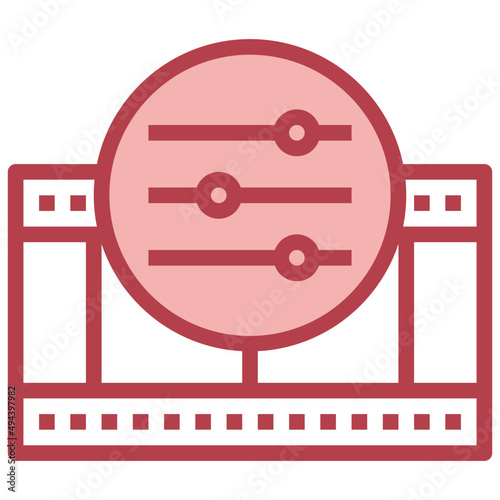 CONFIGURATION red line icon linear outline graphic illustration