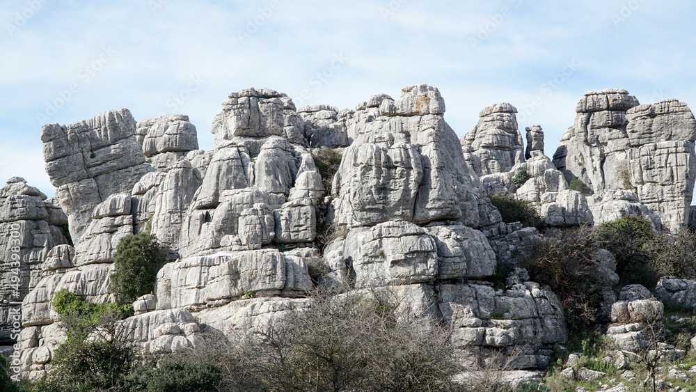 El Torcal de Antequera rock and boulder landscapes in the Malaga region of Spain.