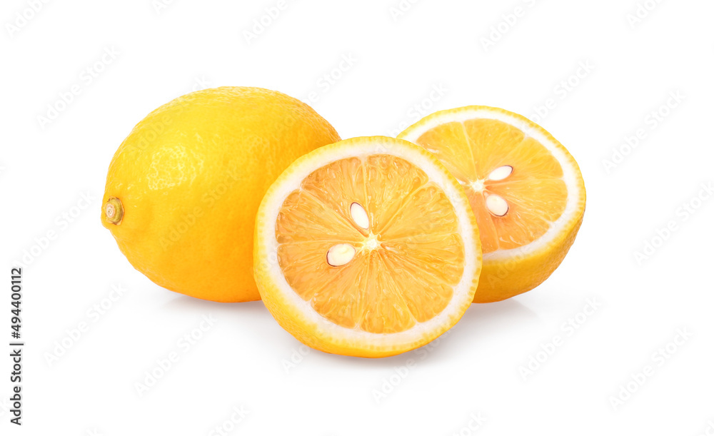  lemon fruit isolated on white background.
