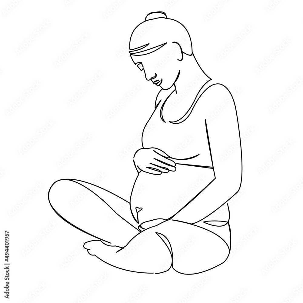 a pregnant woman sits in a lotus and strokes her belly a pregnant woman sits in a lotus and strokes her belly