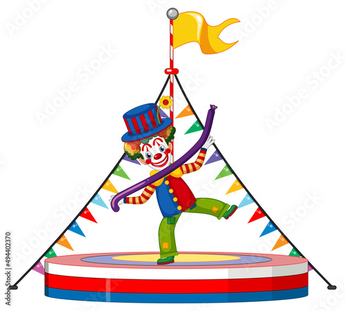 Clown perform on stage on white background