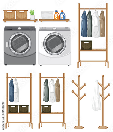Laundry room objects set