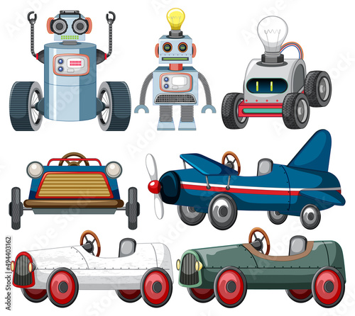 Set of different vintage robots