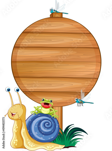 Blank round wooden signboard with animal