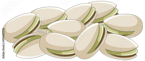 Many pistachios cartoon style on white background