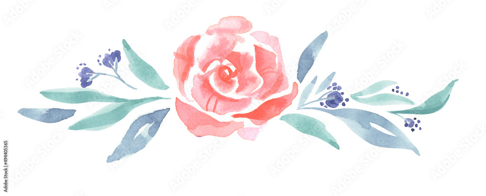 bouquet ligne fleur aquarelle Illustration Stock | Adobe Stock