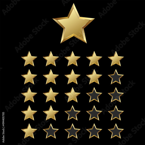 Collection of glossy gold star rating award success rate 