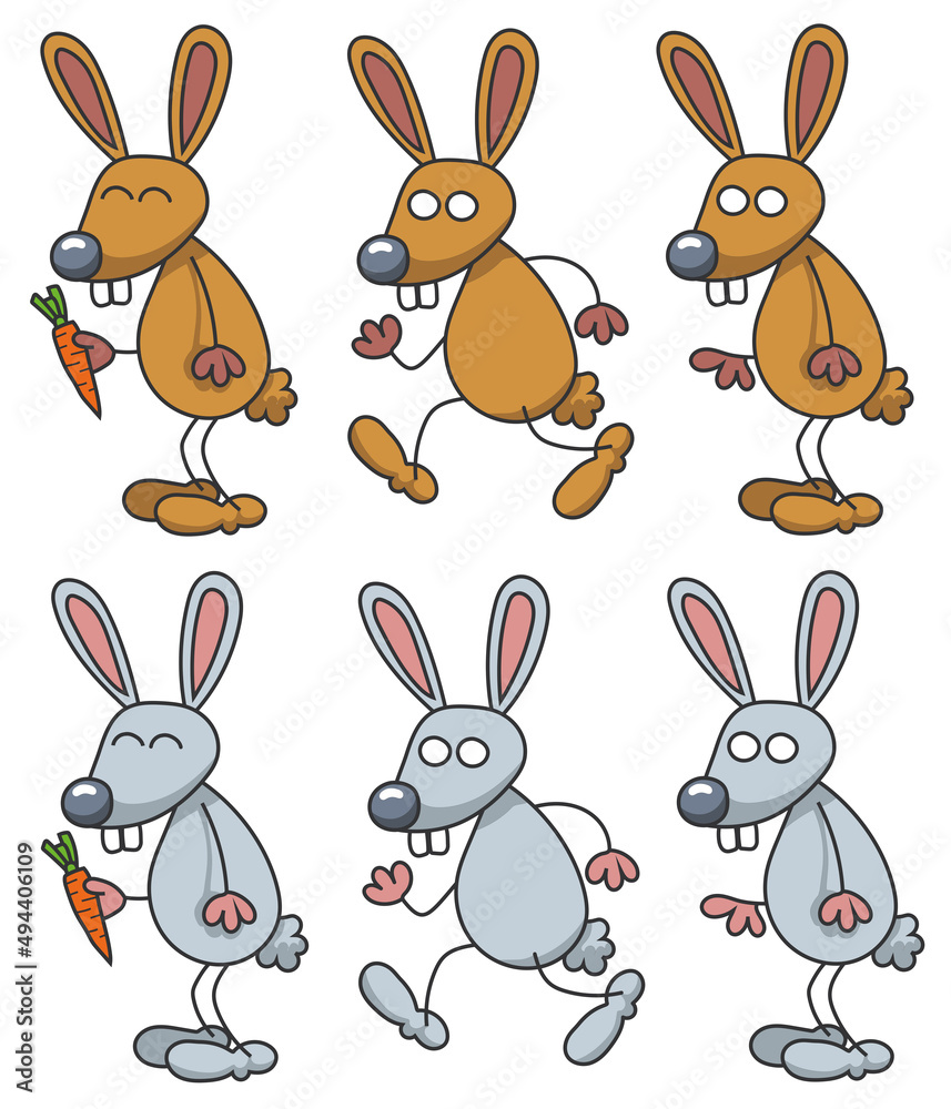 Fototapeta premium Lapin avec diverses expressions