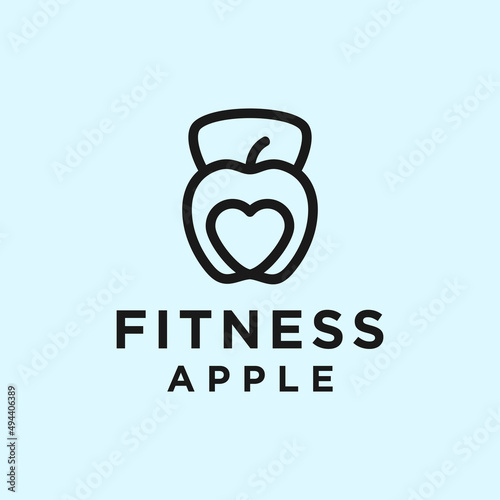 kettlebell apple logo or fitness logo