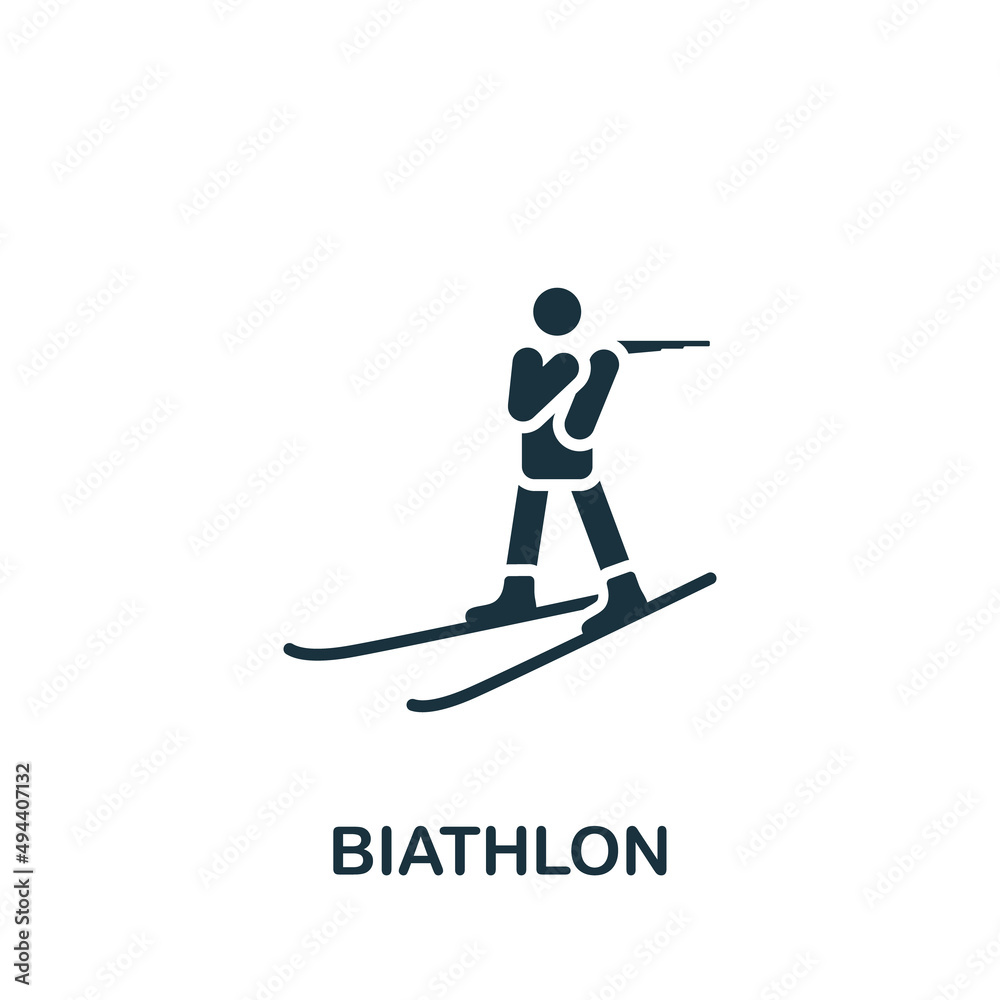Biathlon icon. Monochrome simple icon for templates, web design and infographics