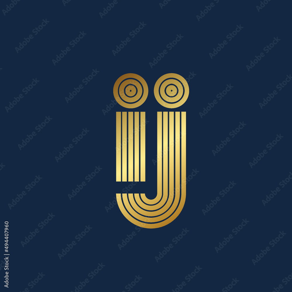IJ monogram logo.Typographic signature icon.Letter i and letter j.Lowercase lettering sign isolated on dark fund.Alphabet initials.Elegant, luxury style.Gold color. IJ monogram logo.Typographic signature icon.Letter i and letter j.Lowercase lettering sign isolated on dark fund.Alphabet initials.Elegant, luxury style.Gold color.