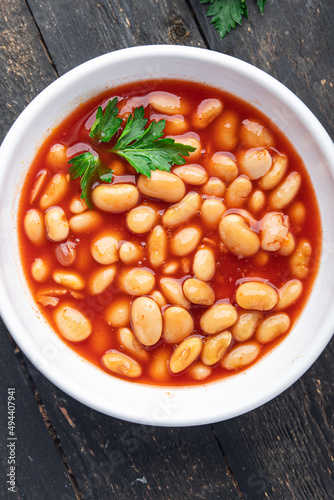 white bean tomato sauce legume beans food fresh healthy meal diet snack on the table copy space food background keto or paleo diet