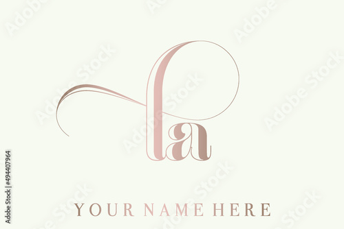 LA monogram logo.Typographic signature icon.Letter a and letter l.Lowercase lettering sign isolated on light fund.Wedding, fashion, beauty alphabet initials.Elegant, luxury style.