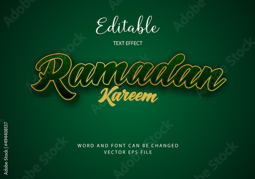 text effect ramadan kareem dark green background 