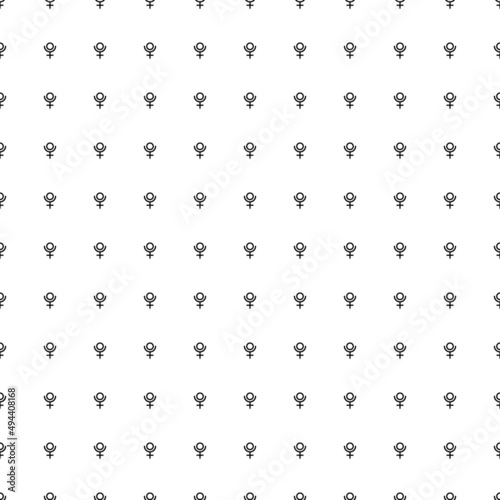 Square seamless background pattern from geometric shapes. The pattern is evenly filled with black astrological pluto symbols. Vector illustration on white background