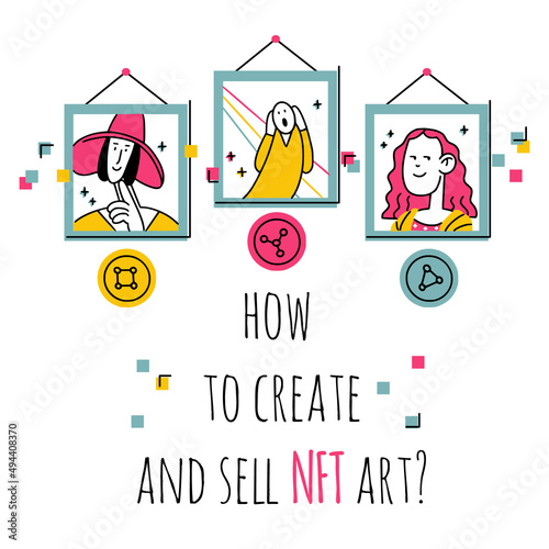 Banner with 3 famous stylized paintings as NFT art. Great for banners, on boarding screens, social media and any other web recourses.