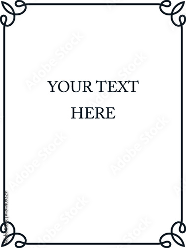 Thin vector border frame. Billboard, vintage poster, card, signboard, sticker, or label design