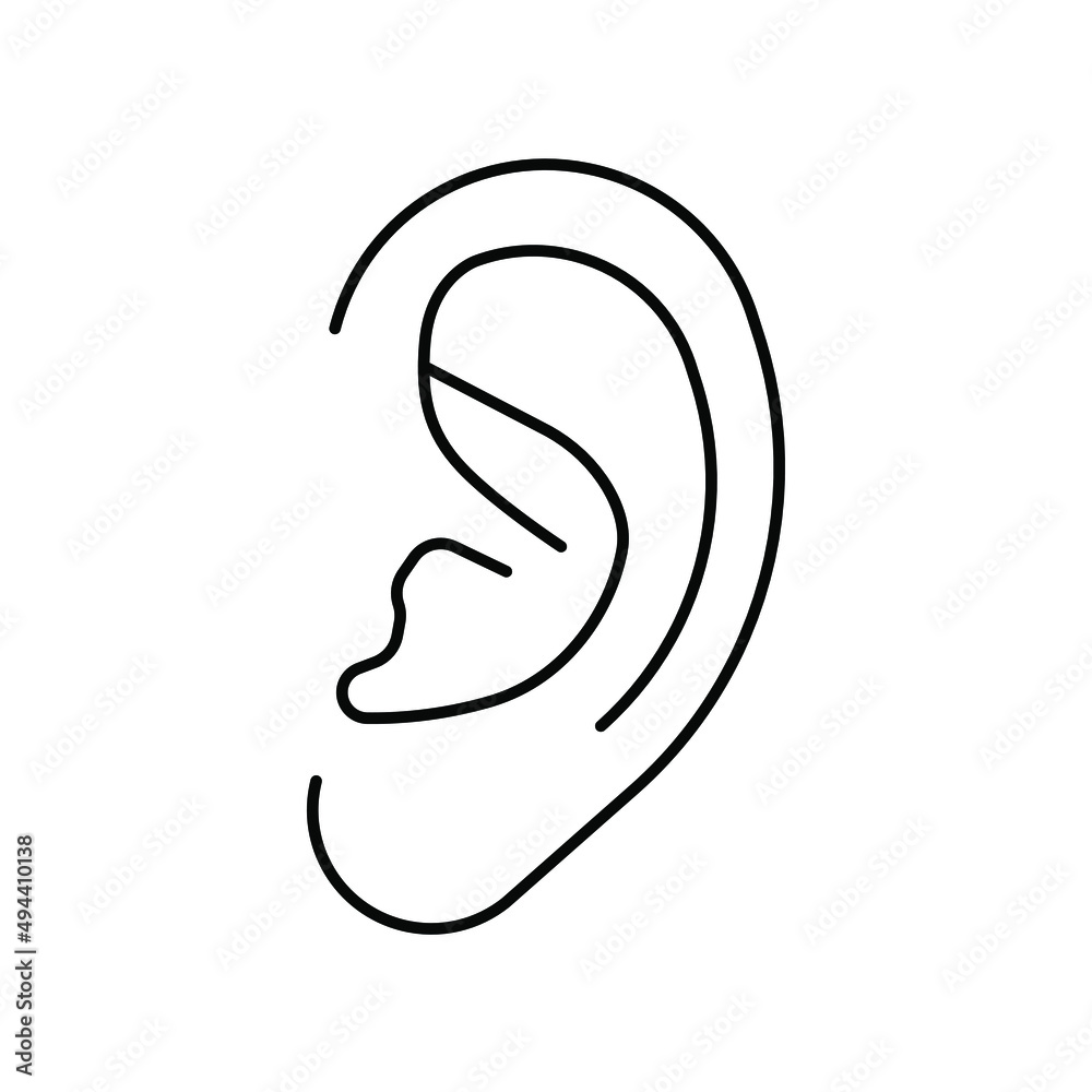 ear, hearing. Line icon for web design