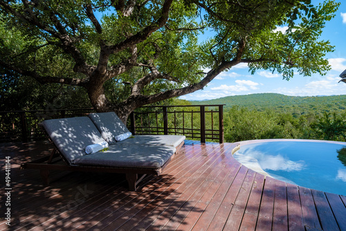 luxury pool, South Africa Kwazulu natal, luxury safari lodge in the bush of a Game reserve photo