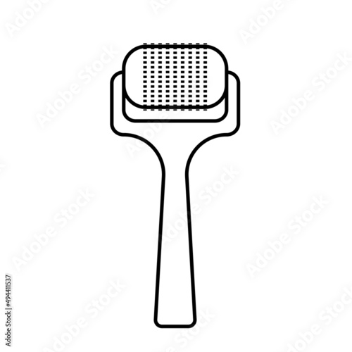 Derma roller. Skin care roller tool. Vector outline icon isolated on white background.