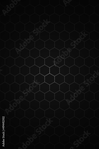 Honeycomb Grid tile random background or Hexagonal cell texture. in color black or dark or gray or grey. And vignette dark border shadow