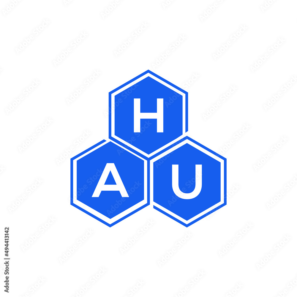 Fototapeta premium HAU letter logo design on black background. HAU creative initials letter logo concept. HAU letter design.