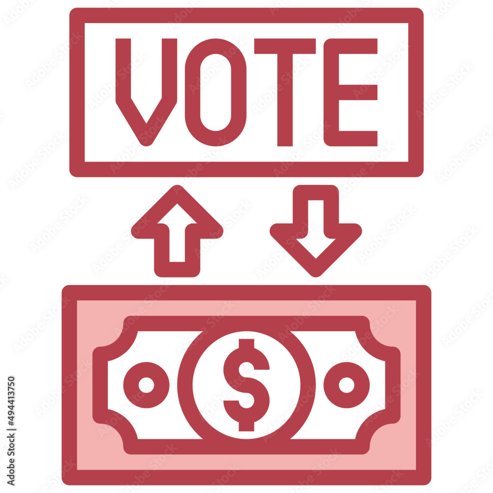VOTE red line icon,linear,outline,graphic,illustration VOTE red line icon,linear,outline,graphic,illustration
