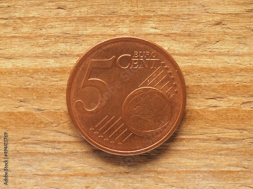5 cents coin common side, currency of Europe photo