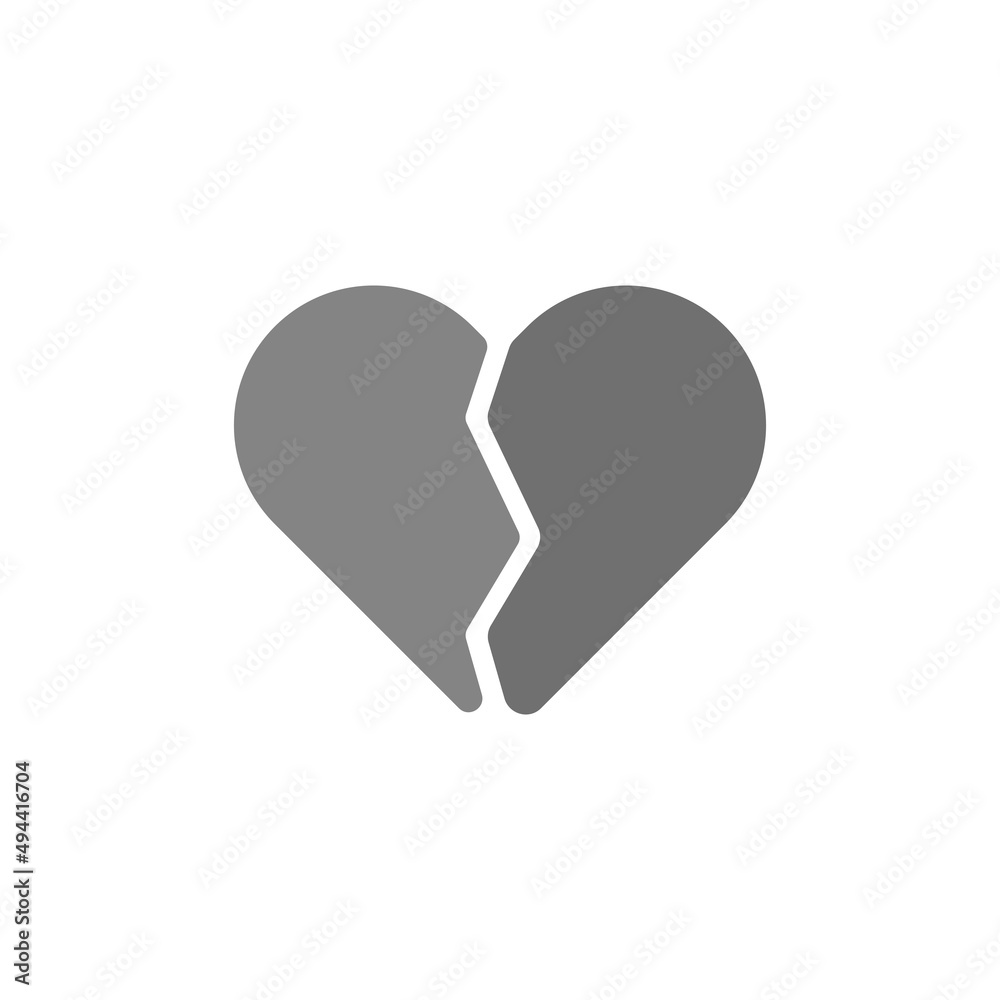 Broken heart flat icon with shadow Broken heart flat icon with shadow