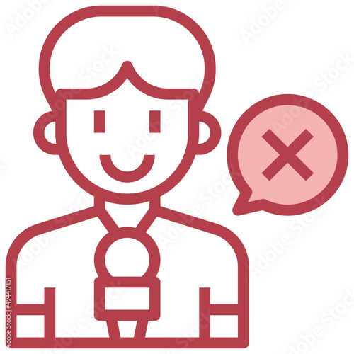NEWS REPORTER red line icon,linear,outline,graphic,illustration