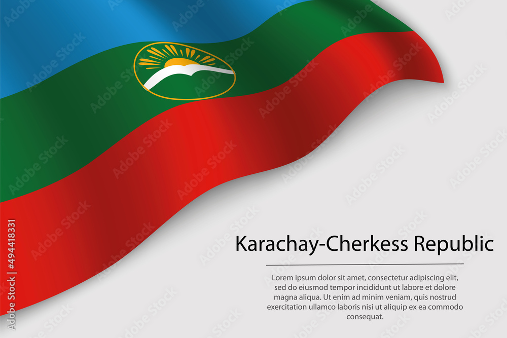 Wave flag of Karachay-Cherkess Republic is a region of Russia Wave flag of Karachay-Cherkess Republic is a region of Russia