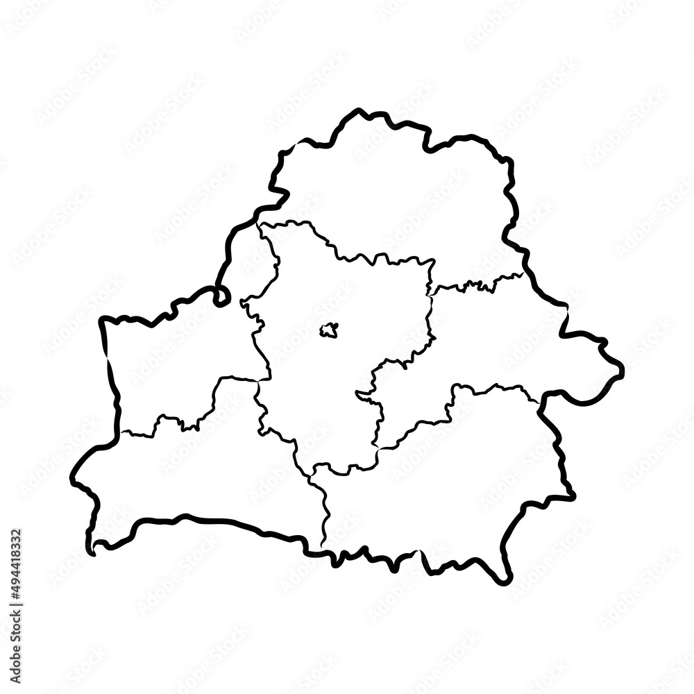 Belarus map of black contour curves of vector illustration