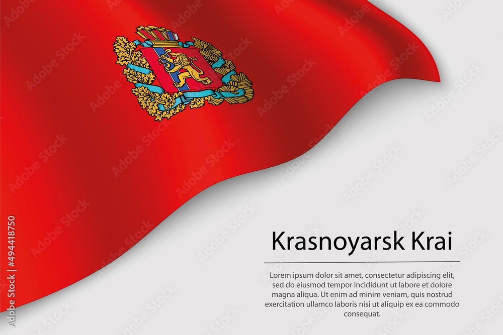 Wave flag of Krasnoyarsk Krai is a region of Russia