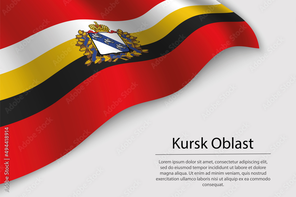 Fototapeta premium Wave flag of Kursk Oblast is a region of Russia