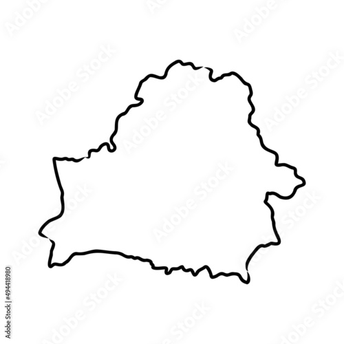 Belarus map of black contour curves of vector illustration