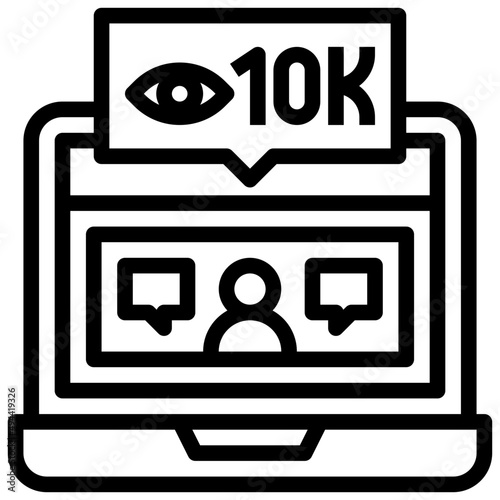 VIEWS line icon,linear,outline,graphic,illustration