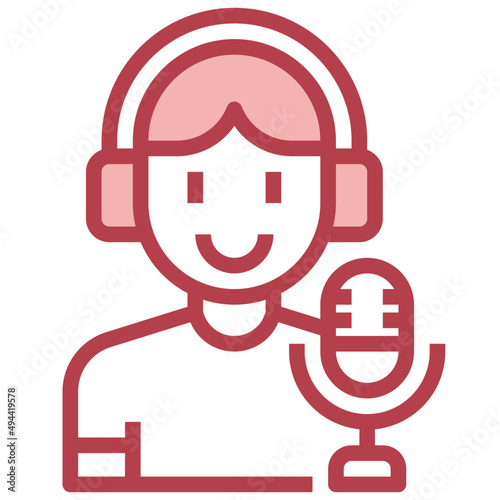 BROADCASTER red line icon,linear,outline,graphic,illustration