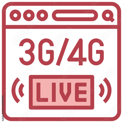 4G red line icon,linear,outline,graphic,illustration