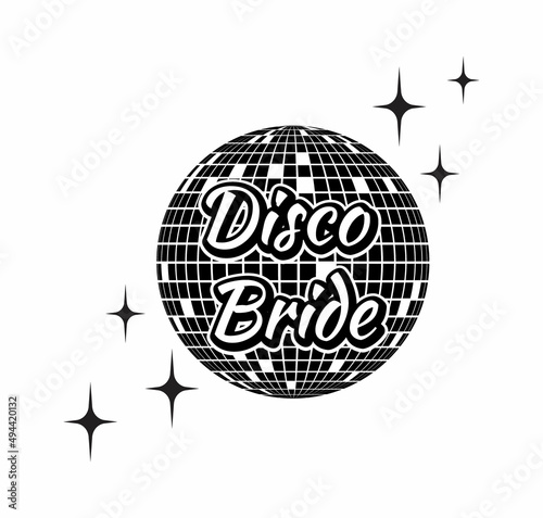 Disco Bride. Party. Vector Icon Template. Disco ball